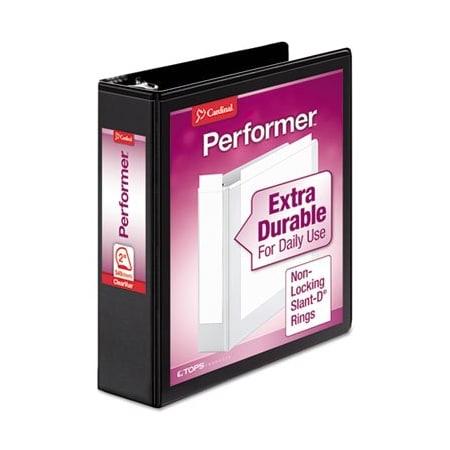 Cardinal Brands Cardinal, PERFORMER CLEARVUE SLANT-D RING BINDER, 3 RINGS, 2in CAPACITY, 11 X 8.5, BLACK 17501